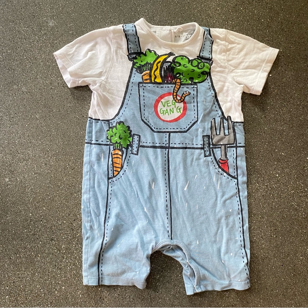 Stella McCartney Kids 24 months Romper Veg Gang Farmer Overall Quirky